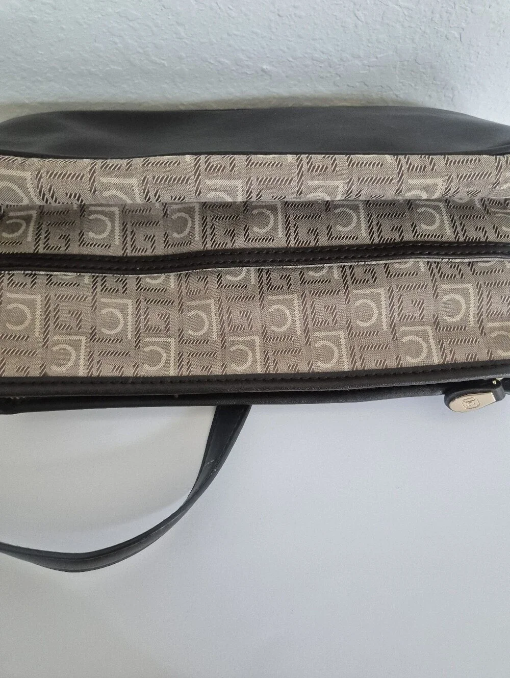 Classic Monogram Shoulder Bag in Beige and Black